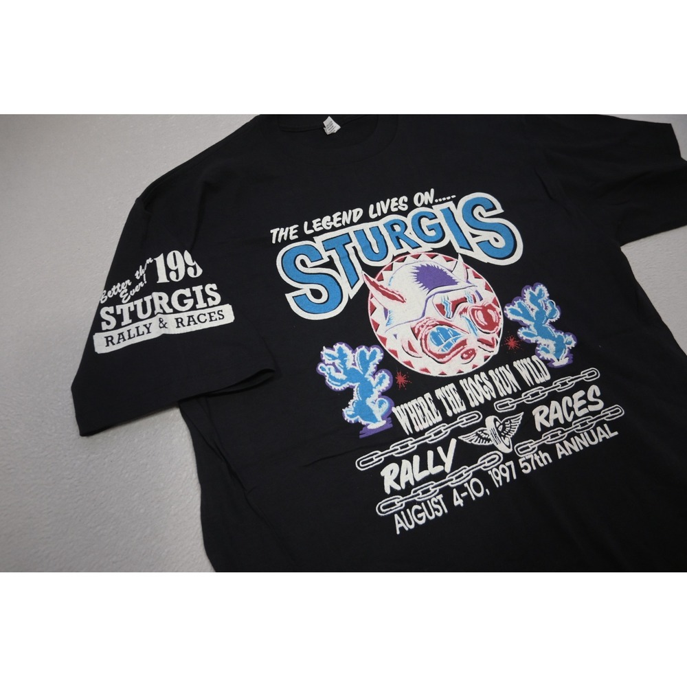Lexington Sturgis Rally T Shirt Mens XL Black‎ 1997 57th Annual Vintage USA MADE